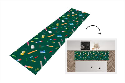 Keukenloper - Loper keuken - Kantoor - Patronen - Potloden - 200x50 cm - Keukenloper vinyl