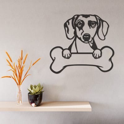 Wanddecoratie Dachshund - Muurdecoratie Dachshund - Muurdecoratie Hond - Wanddecoratie Hond Hout - Muurdecoratie Woonkamer - Wanddecoratie Woonkamer - Wanddecoratie Industrieel - Wanddecoratie Dieren - Home Decor - Wall Line Art - 29 x 26.5 cm