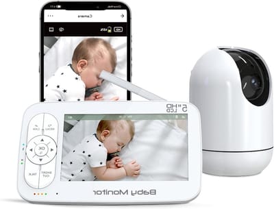 Babyfoon met camera - Oudermonitor video - Baby in de gaten - Bidirectionele audio - 5 inch scherm - Wit