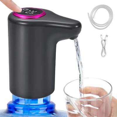 Elektrische Waterdispenser USB Oplaadbaar – Waterflessenpomp met Accukraan, Mini Waterpomp met Slang en Oplaadkabel voor Thuis, Kantoor & Camping