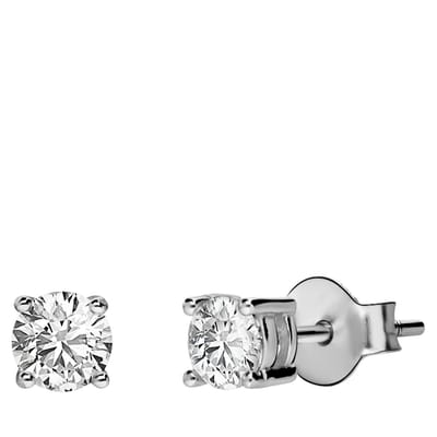 Lucardi - Kinder Zilveren oorbellen rond 4mm met zirkonia - Oorbellen - 925 Zilver - Zilverkleurig