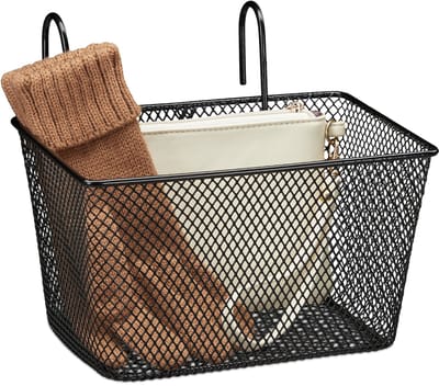 fietsmand stuur - voor kinderen & volwassenen - voorop - metaal - 21 x 24,5 x 9,5 cm - zwart