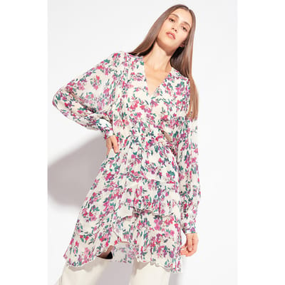 PINKO Alma Dress White/pink Multi-colour Size: 38 | Mini Dresses Outlet | Dames | Ecru