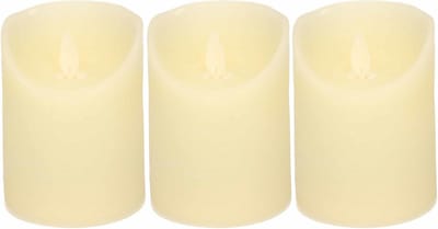 Anna's Collection Stompkaars - 3x - LED - ivoor wit - H10 cm - bewegende vlam - kaars