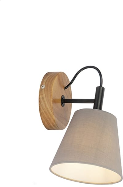 QAZQA cupy - Landelijke Wandlamp voor binnen - 1 lichts - L 15 cm - Grijs - Woonkamer | Slaapkamer | Keuken