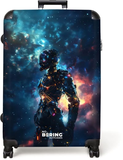 NoBoringSuitcases.com® - Koffer groot - Reiskoffer lichtgewicht - Astronaut - Ruimte - Sterrenhemel - Rolkoffer met 4 wielen - Grote trolley XL - 98 liter bagage