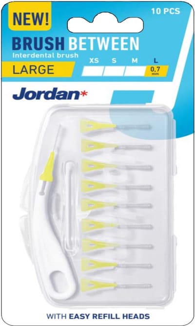 10 x Jordan - Between L - Interdentale ragers - 0.7 mm - 10 Ragers - Interdentale Reiniging - Tandplak Verwijderen - Interdentale Ruimte Reinigen - Achterste Kiezen Reinigen - Tandsteen Voorkomen
