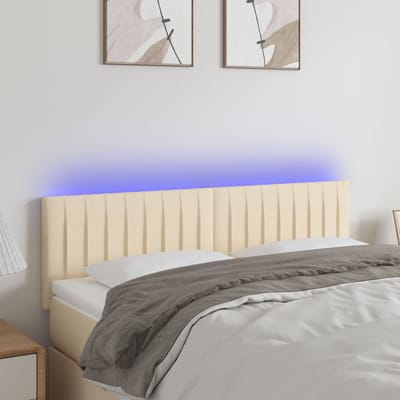 vidaXL - Hoofdbord - LED - 144x5x78/88 - cm - stof - crèmekleurig