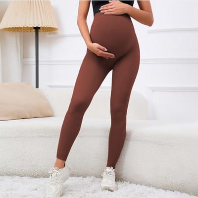 Zwangerschapsbroeken Lente Herfst Modellen dragen leggings met hoge taille S