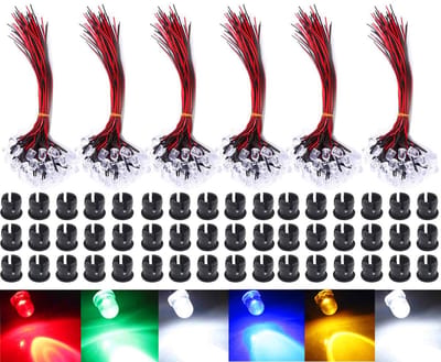Dailygoods - Pre Wired LED Diodes - 60 Stuks - Ultra Helder - 5 mm - Licht Montagesystemen - Voor Speelgoed en Decoratie - Creatieve Verlichting