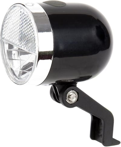 Ikzi NERO - Fietskoplamp - Retro - 10 Lux - Batterij - Zwart