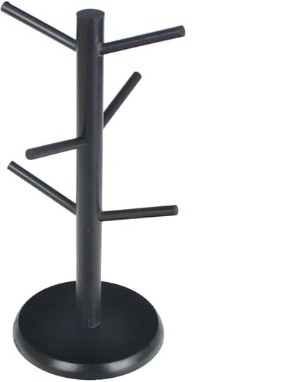Koffiekopjesrek - bamboe kopjesrek - dikke basis - kopjesrek voor op de toonbank - koffiekopjesrek met 6 haken - opbergrek - afdruiprek - mokbekerrek - sieradenrek voor theekopjes in de woonkamer - opbergrek - 34,5*15,5CM