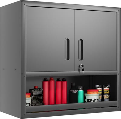 MODENUIT Gereedschapskast - Afsluitbare Deuren Met Vak - Voor Garage En Kantoor - Metaal - 77x75x30 cm - Zwart