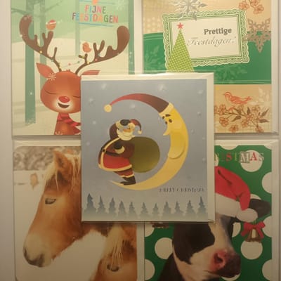 5 Kerst Wenskaarten - Kerstmis Wenskaart - Christmas - Weihnachten - Noel - Rechthoek 12x13.5cm - 5 Motieven - Met Envelop