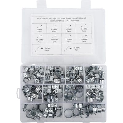 84 pièces Serre-tuyau galvanisé Mini serre-tuyau de ligne de carburant Serre-tuyaux diesel essence white