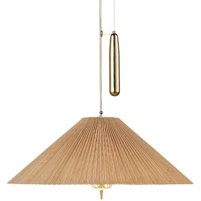 Gubi hanglamp A1972, messing, kap van bamboe, verstelbaar