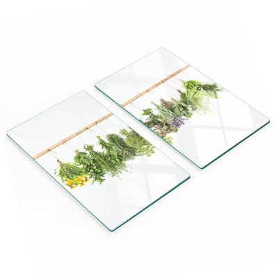 Decoratieve snijplanken van gehard glas met kruidenkoord, 2x30x52 cm