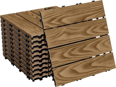 WPC Terrastegels - Vlonderplaten Kliktegel - Buiten Vloer - Hout-kunststofcomposiet - 30x30cm 33 stuks - Teak