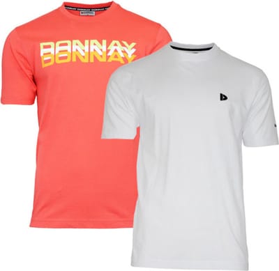 2-Pack Donnay T-shirts (599009/599008) - Heren - Peach Coral/White - maat S