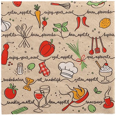 10x 20 Servetten 3-laags 1/4 vouw 33 cm x 33 cm natuur Enjoy your meal gemaakt van gerecycled papier
