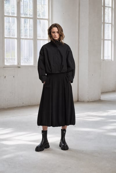 Awrora cotton pleated bomber jacket | Navy - Navy / S