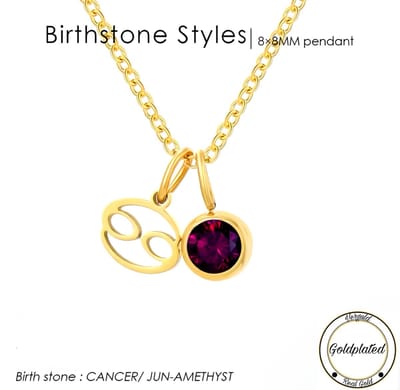 Borasi Birthstone Ketting Juni | Sterrenbeeld Kreeft | Goldplated | Paars | Dames Sieraden | Dames Ketting |