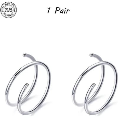 Dubbele Hoepel Neuspiercing Roestvrij Staal voor Enkele Piercing, Strakke Spiraal Neuspiercing 20G 8/10mm Dunne Neusringen Piercing Sieraden 0.8x10mm