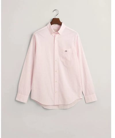 katoenen Gant overhemd roze geruit button-down normale fit
