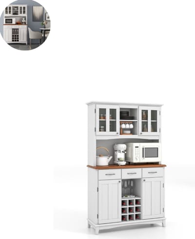Magnetronkast - Keukenkast - Keukenrek Staand - Ovenkast - 112L x 41.5B x 184.5H cm - Organizers - Dubbele Draagplank - Aanrecht Organiser - Wit