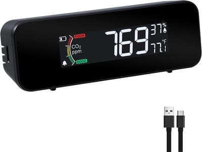 CO2-meter - Luchtkwaliteitmeter - Binnenlucht Meten - 3-in-1 Sensor - 0-5000 ppm - Wit