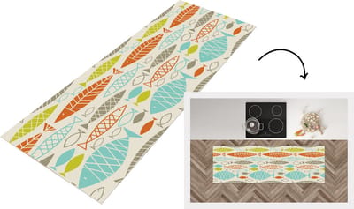 Keukenloper - Loper keuken - Vis - Jaren 50 - Patroon - 150x50 cm - Keukenloper vinyl