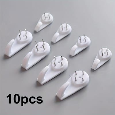 Clou Invisible, Crochets Muraux Sans Couture pour Photos de Mariage et Cadres - Pas de Perçage Requis, Crochets Adhésifs Puissants, Crochets Utilitaires 10pcs