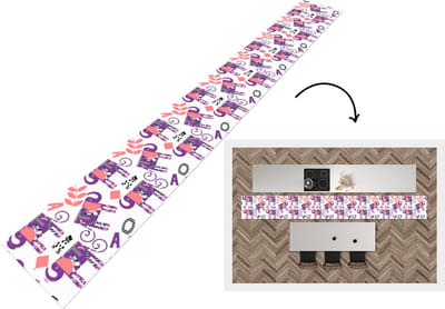 Keukenloper - Keukenmat - Olifanten - Bladeren - Paars - Patroon - 400x50 cm - Keuken vloerkleed