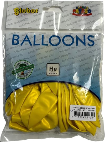 Zakje Met 15 Metallic Gele Ballonnen 30cm Doorsnee Biologisch Afbreekbaar