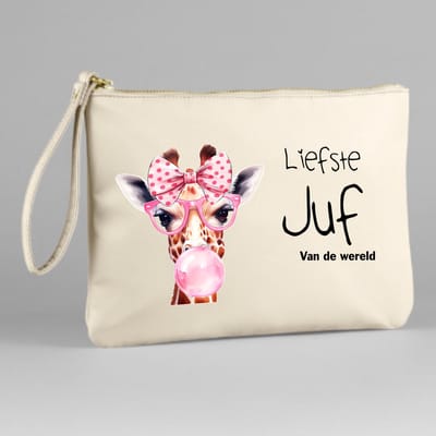 Beige juf etui- juf cadeau- einde schooljaar- liefste juf-giraf etui Beige.