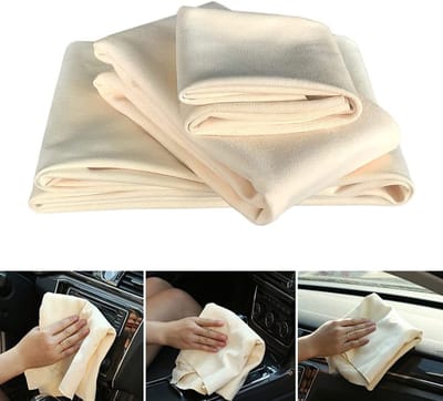 Dailygoods- Reiningsdoek Hoogwaardig - Natuurlijk Suède - 60 x 90 cm - Pluis- en Krasvrij - Wateropname - 3 Stuks - Suède Doek