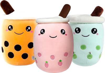 Klikkopers® - 3 Stuks - Set bubble Tea Knuffels - Kawaii Kussen - 30cm tot 35cm - Boba Knuffels - Baby Roze - Kawaii Knuffel - Squishy - Squish Knuffel
