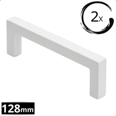 2X Handgrepen RVS 128mm Wit - Greepjes - Handgreep - Handgrepen keukenkastjes - Handvatten - Meubelgreep Wit - Handgrepen voor deurtjes