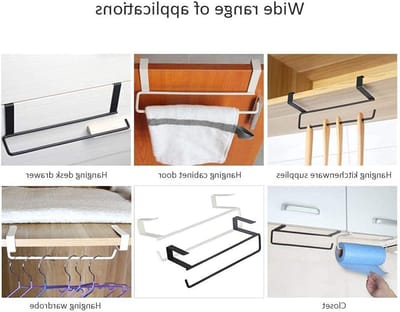 Thijox - Keukenrolhouder Wandmontage Zwart, Nagelvrij & Boren Optie, U-vorm, Handdoekhouder, Papierrolhouder voor Keuken, Toilet, Opslagrek, Weefselre