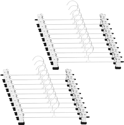 VT Goods - Broekhangers - Antislip Klemmen - Ruimtebesparend - Wit - Meervoudige Broekhangers - Kleding Organisatie - 20 Stuks