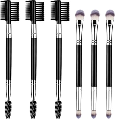 6-delige make-upkwastenset met oogschaduw- en wimperkwasten, ideaal voor professionele make-up, precisie applicatie en perfecte wimpers
