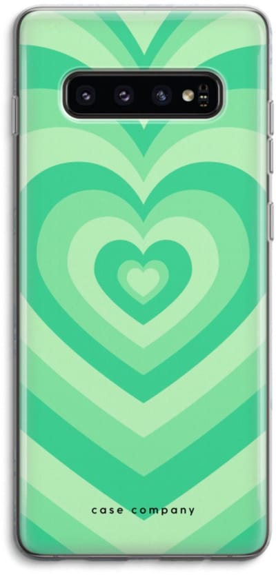 Case Company® - Hoesje geschikt voor Samsung Galaxy S10 4G hoesje - Hart Groen - Soft Cover Telefoonhoesje - Bescherming aan alle Kanten en Schermrand