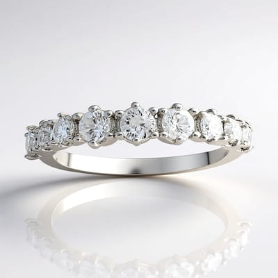 Cavill - Zilveren Ring met 9 Rondgeslepen Tanzania Zirkonen - 925 Sterling Zilver - 1,11 ct Zirkonia - Elegante Damesring - Sieraden Maat 17-20