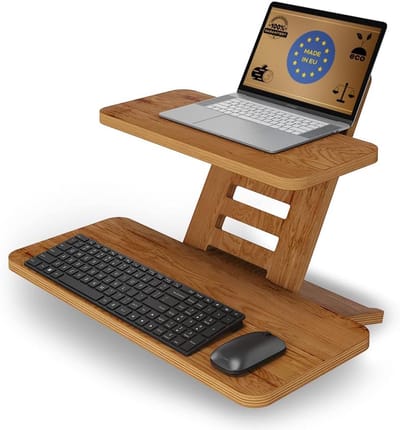 Verstelbaar Houten Sta-bureau Opzetstuk voor Laptop - Comfortabel en Praktisch