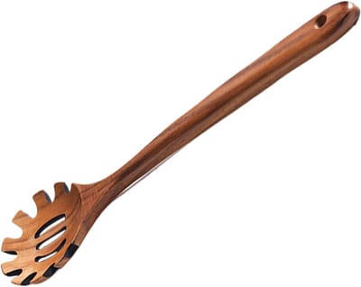 longziming -Houten Spaghettilepel 30 cm – Duurzame Pasta Tang met Tanden en Ophanggat – Ideaal voor Pasta, Noedels en Spaghetti – Keukengerei van Hoogwaardig Hout – Vaatwasserbestendig
