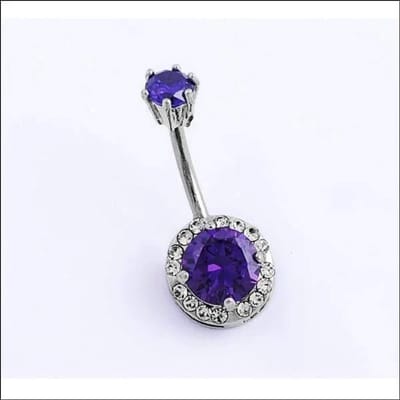 Aramat Jewels | Navelpiercings | Stalen Navelpiercing met zirkonia paars | | | |8mm | Staal | Volwassenen | Verkleurd niet
