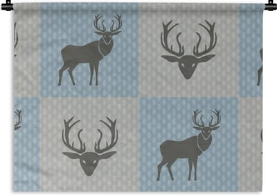 Wandkleed - Wanddoek - Hert - Stippen - Blauw - 60x45 cm - Wandtapijt