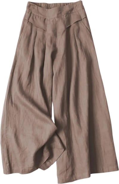Livano Linnen Broek Dames - Zomerbroek - Volwassenen - Lange Broek - Pantalon - Strandbroek - Zomer - Ibiza Stijl - Khaki - Maat S