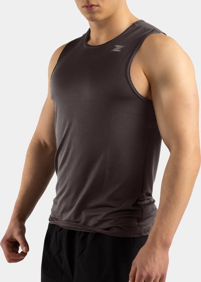 ZEUZ Sport Tanktop Heren - Sportkleding Man - Fitnesskleding - Jongens Kleding voor Fitness, CrossFit & Gym - Houtskool Bruin - Maat S