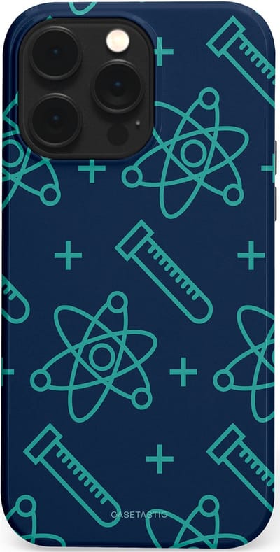 Casetastic hoesje geschikt voor Apple iPhone 14 Pro Max - MagSafe - Dubbellaagse bescherming - Atomen Creaties - Fashion Case - Donkerblauw Turquoise